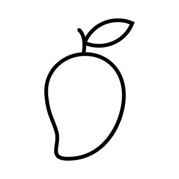 Mango Fruit Leaf Black Line Icon Vector Stock Illustration