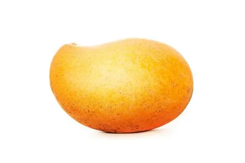 Mango fruit with leaf isolated on white background. Professional studio photo Stock Photos