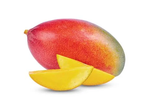 Mango fruit with leaf isolated on white background. full depth of field Stock Photos