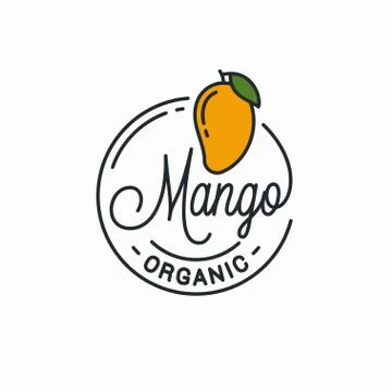 Mango fruit logo. Round linear logo of mango Illustration