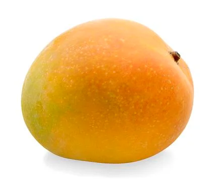 Mango fruit with mango cubes and slices. Stock Photos