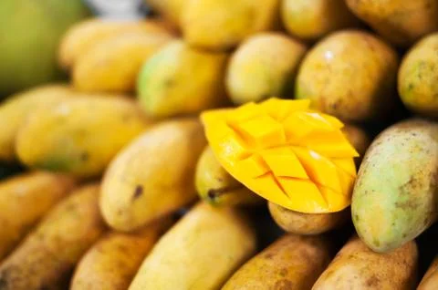 Mango fruit in nature with soft light Stock Photos