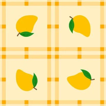 Mango fruit seamless for pattern fabric, simple mango fruit cute repeat in .. Stock Illustration