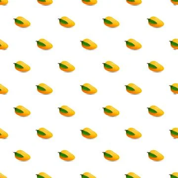 Mango fruit seamless pattern repeating tropical food background Illustrazione stock