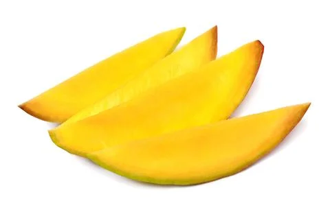 Mango fruit slice isolated on white background 스톡 사진