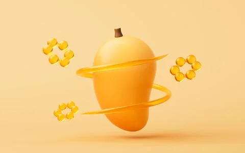 Mango fruit with sweet and refreshing taste, 3d rendering. Stock Illustration