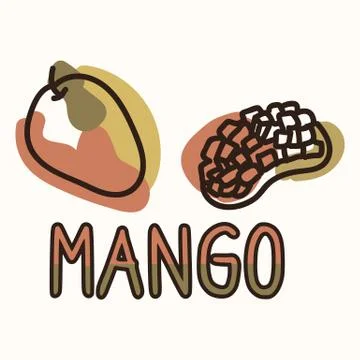 Mango fruit with text gender neutral baby illustration clipart. Simple whimsical Stock Illustration