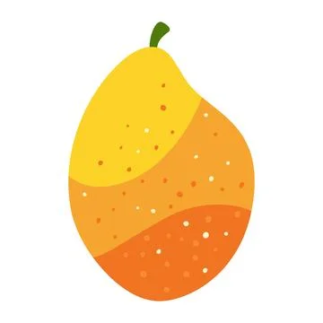 Mango fruit trendy vector illustration juicy whole ripe yellow stylized simple Illustrazione stock