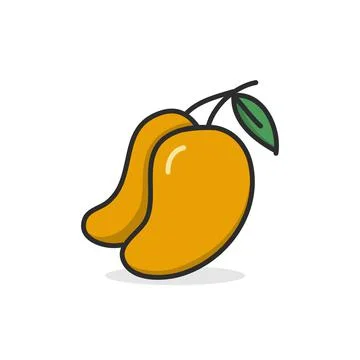 Mango hand drawn illustration flat color Stock Illustration