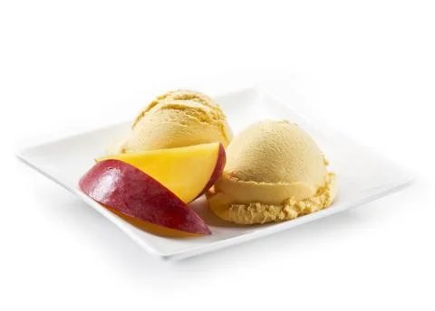 Mango ice cream Stock Photos