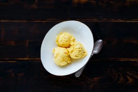 Mango ice cream Stock Photos