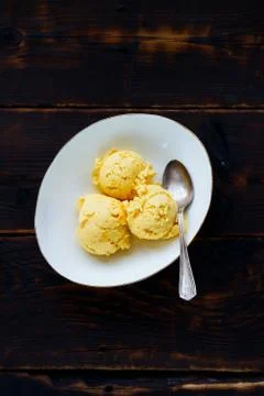 Mango ice cream Stock Photos