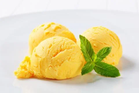 Mango ice cream Stock Photos
