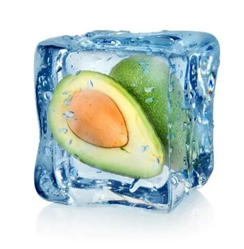 Mango in ice cube Stock Photos