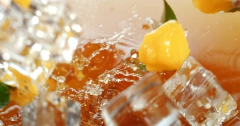 MANGO ICE TEA SPLASH Stock Footage 91057588