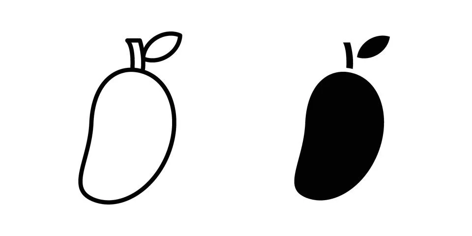 Mango icon silhouette vector set. thin line pack イラスト素材