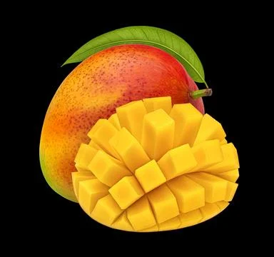 Mango isolated on black background Stock Photos