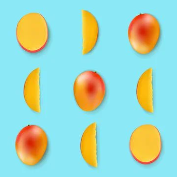 Mango Isolated Mint Background Stock Illustration