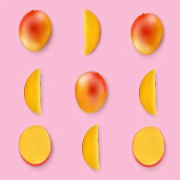 Mango Isolated Pink Background Stock Illustration