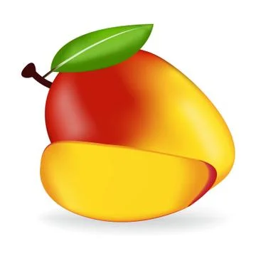 Mango isolated on white background as package design composition. Stock Illustration