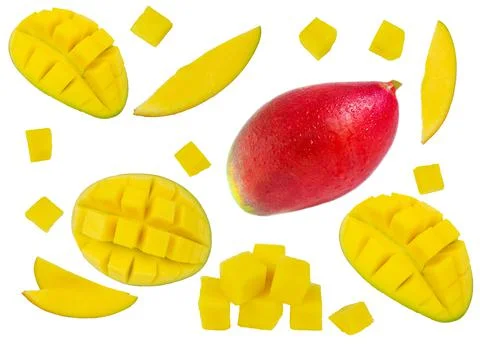 Mango isolated on a white background. Tropical ripe fruits 스톡 사진
