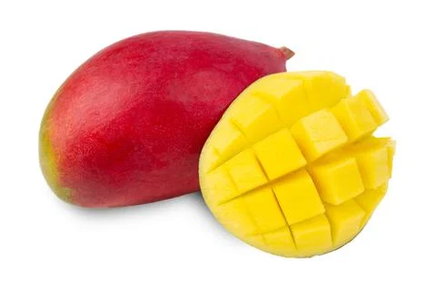 Mango isolated on a white background. Tropical ripe fruits. 스톡 사진
