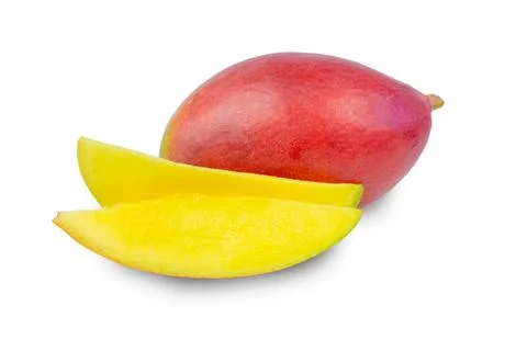Mango isolated on a white background. Tropical ripe fruits. Stock Photos