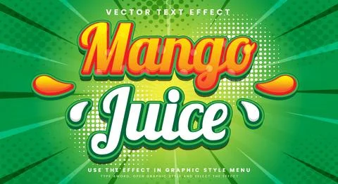 Mango Juice 3d editable text effect Template Stock Illustration
