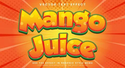 Mango Juice 3d editable text effect Template Stock Illustration