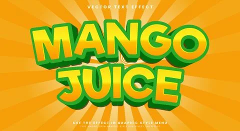 Mango Juice 3d editable text effect Template Stock Illustration