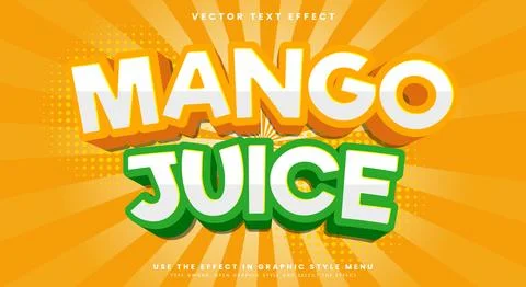 Mango Juice 3d editable text effect Template Stock Illustration