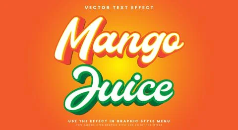 Mango Juice 3d editable text effect Stock Illustration