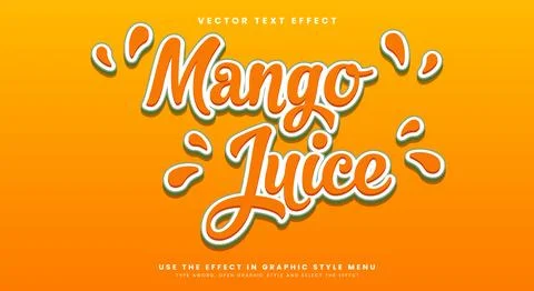 Mango Juice 3d editable text effect Template Stock Illustration