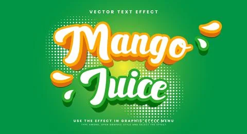 Mango Juice 3d editable text effect Template Stock Illustration