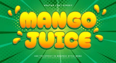 Mango Juice 3d editable text effect Template Stock Illustration