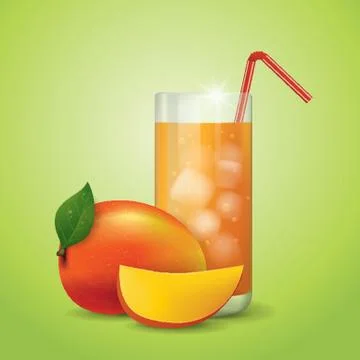 Mango Juice And Slice Stock Illustration