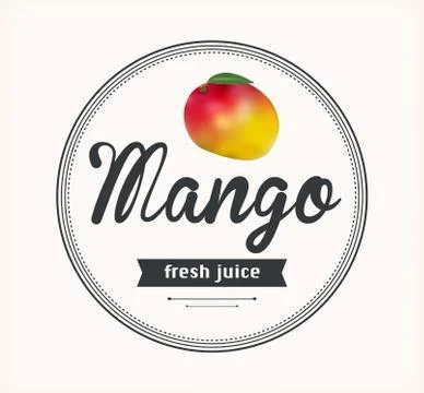 Mango juice. Detailed Vector label Stock Illustration