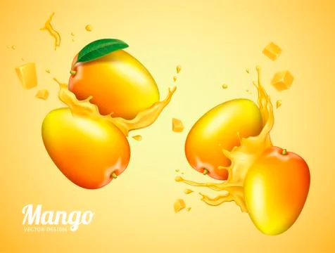 Mango juice with fresh fruit Illustrazione stock