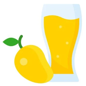 Mango juice icon, Beverage flat vector illustration Stock Illustration