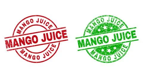 MANGO JUICE Round Stamp Seals Using Unclean Style Stock Illustration