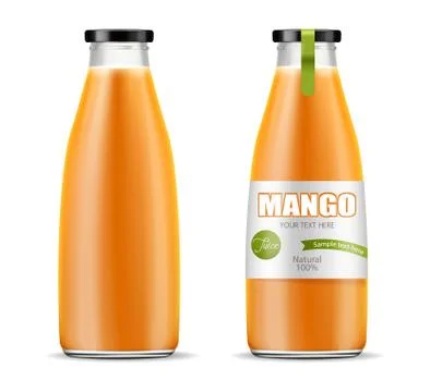 Mango juice Vector realistic. Product placement mock up. Packaging design. 3d Stock Illustration