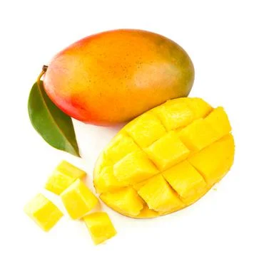 Mango leaf isolated on white background Clipping Path Stock Photos