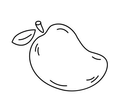 Mango with leaf line icon, fruit and tropical vector graphic, a linear pattern イラスト素材