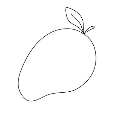 Mango with leaf line icon, fruit and tropical vector graphic, a linear patt.. Stock Illustration