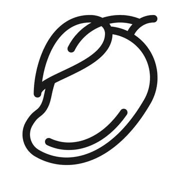 Mango with leaf outline icon. Vector graphics Stock Illustration