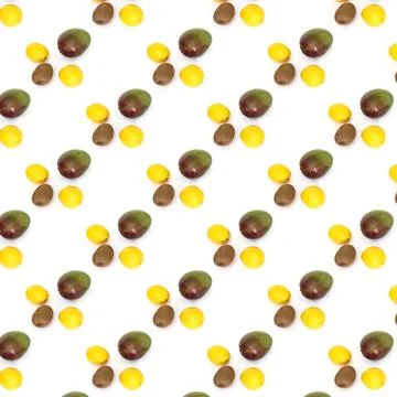 Mango lemon kiwi on white background isolated, wallpaper, texture, pattern Stock Illustration