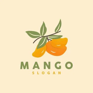 Mango Logo, Fruit Design Simple Minimalist Style, Fruit Juice Vector, Icon .. Stock Illustration