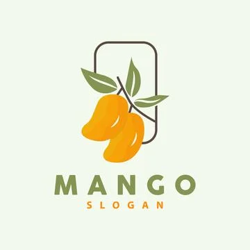 Mango Logo, Fruit Design Simple Minimalist Style, Fruit Juice Vector, Icon .. Stock Illustration
