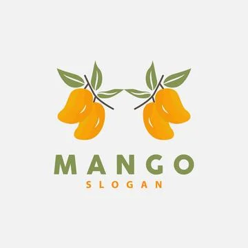 Mango Logo, Fruit Design Simple Minimalist Style, Fruit Juice Vector, Icon .. Stock Illustration