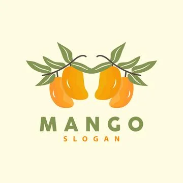 Mango Logo, Fruit Design Simple Minimalist Style, Fruit Juice Vector, Icon .. Stock Illustration